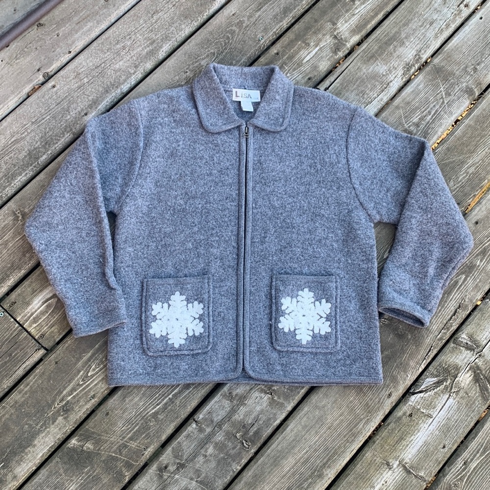 Lisa International Snowflake motif Boil Wool jacket